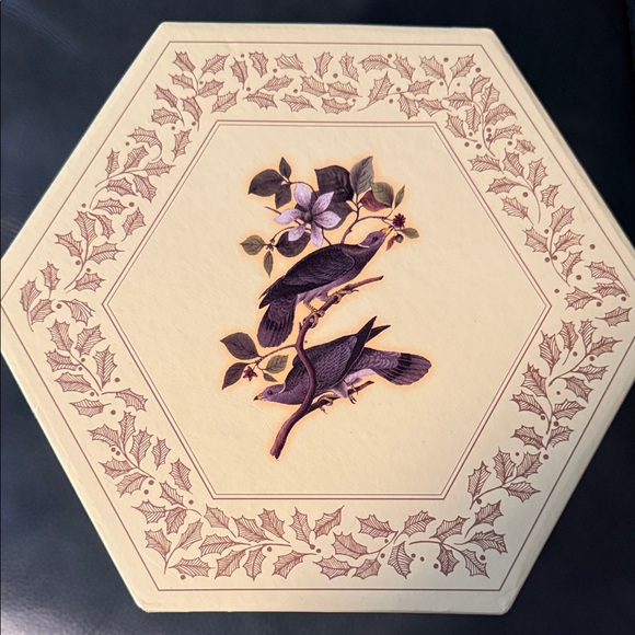 Other - 14 Bird Ornaments In A Hexagonal Cream Box with Bird Design-Collectable-Vintage